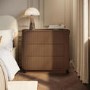 Walnut Ribbed 3 Drawer Chest of Drawers - Fully Assembled - Drew