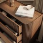 Walnut Ribbed 3 Drawer Chest of Drawers - Fully Assembled - Drew