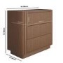 Walnut Ribbed 3 Drawer Chest of Drawers - Fully Assembled - Drew