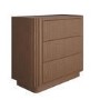 Walnut Ribbed 3 Drawer Chest of Drawers - Fully Assembled - Drew