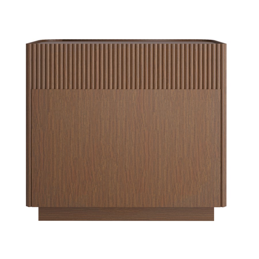 Walnut Ribbed 3 Drawer Chest of Drawers - Fully Assembled - Drew
