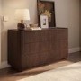 Walnut Ribbed 6 Drawer Large Chest of Drawers - Fully Assembled - Drew
