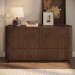 Walnut Ribbed 6 Drawer Large Chest of Drawers - Fully Assembled - Drew