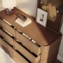 Wide Walnut Ribbed 6 Drawer Chest of Drawers - Fully Assembled - Drew