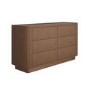 Wide Walnut Ribbed 6 Drawer Chest of Drawers - Fully Assembled - Drew