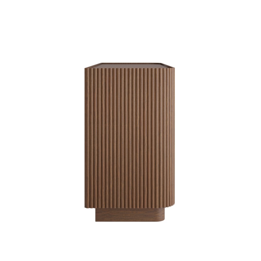 Wide Walnut Ribbed 6 Drawer Chest of Drawers - Fully Assembled - Drew