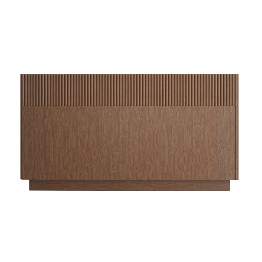 Wide Walnut Ribbed 6 Drawer Chest of Drawers - Fully Assembled - Drew