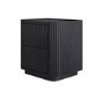 Black Ribbed 2 Drawer Bedside Table - Fully Assembled - Drew