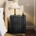 Black Ribbed 2 Drawer Bedside Table - Fully Assembled - Drew