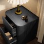 Black Ribbed 2 Drawer Bedside Table - Fully Assembled - Drew