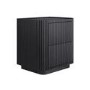 Black Ribbed 2 Drawer Bedside Table - Fully Assembled - Drew