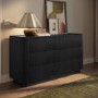 Black Ribbed 6 Drawer Large Chest of Drawers - Fully Assembled - Drew