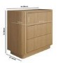 Natural Oak Ribbed 3 Drawer Chest of Drawers - Fully Assembled - Drew