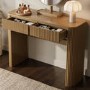 Natural Oak Ribbed Dressing Table with Drawers and Mirror - Drew