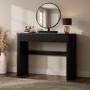 Black Ribbed Dressing Table with Drawers and Mirror - Drew
