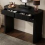 Black Ribbed Dressing Table with Drawers and Mirror - Drew