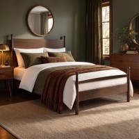 Dark Wood King Size Wooden Bed Frame with Pillar Detail - Darwin