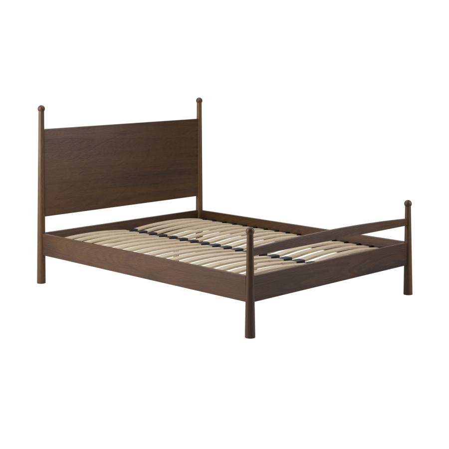 Dark Wood King Size Wooden Bed Frame with Pillar Detail - Darwin