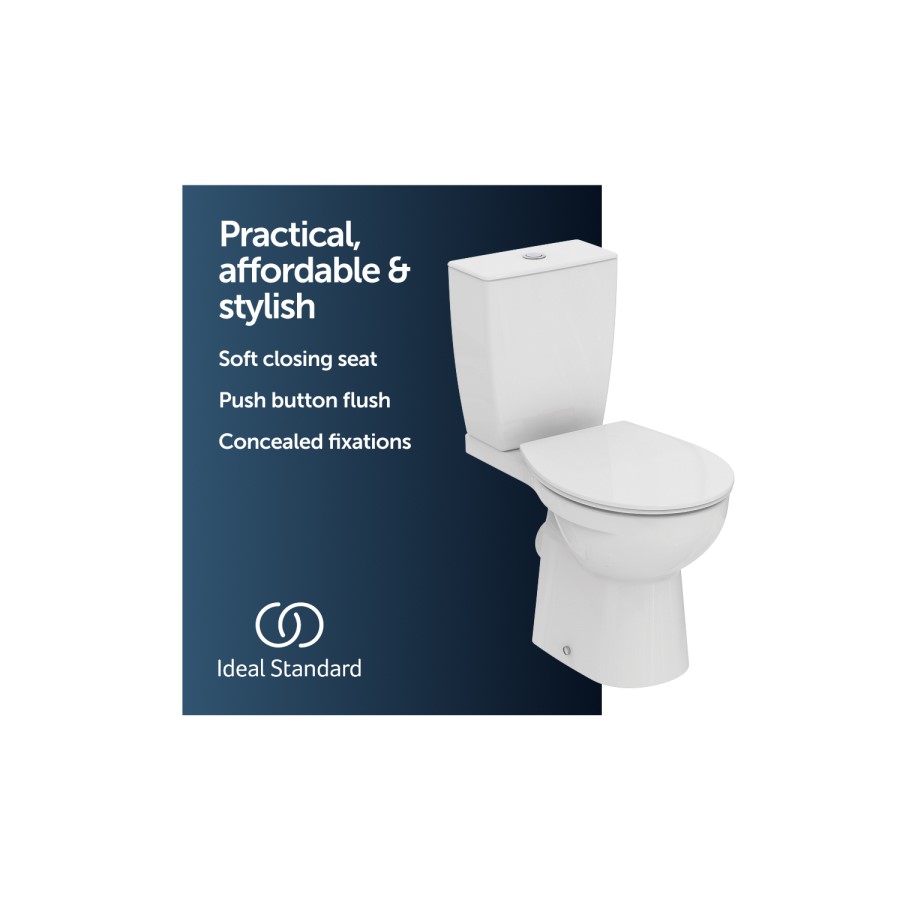 Ideal Standard Eurovit+ Close Coupled Toilet with Soft Close Seat