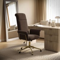 Brown Velvet High Back Swivel Office Chair - Effie