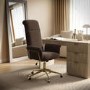 Brown Velvet High Back Swivel Office Chair - Effie