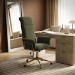 Khaki Velvet High Back Swivel Office Chair - Effie