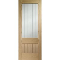 Internal Oak Half-Glazed Cottage Door with Clear Etched Glass - Unfinished - 1981 x 838 x 35mm - Suffolk Essential - XL Joinery