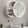 Brass Sliding Bathroom Mirror Cabinet with Lights 600 x 600mm - Elara