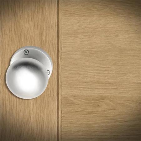 Internal Silver Satin Chrome Bathroom Knob Door Handle with Lock, Latch and Hinges Pack - 75mm Latch - Elbe - XL Joinery