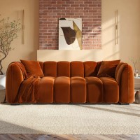 Burnt Orange Velvet 3 Seater Sofa - Elod