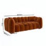 Burnt Orange Velvet 3 Seater Sofa - Elod