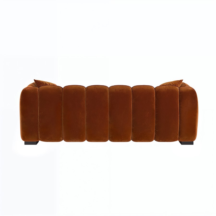 Burnt Orange Velvet 3 Seater Sofa - Elod