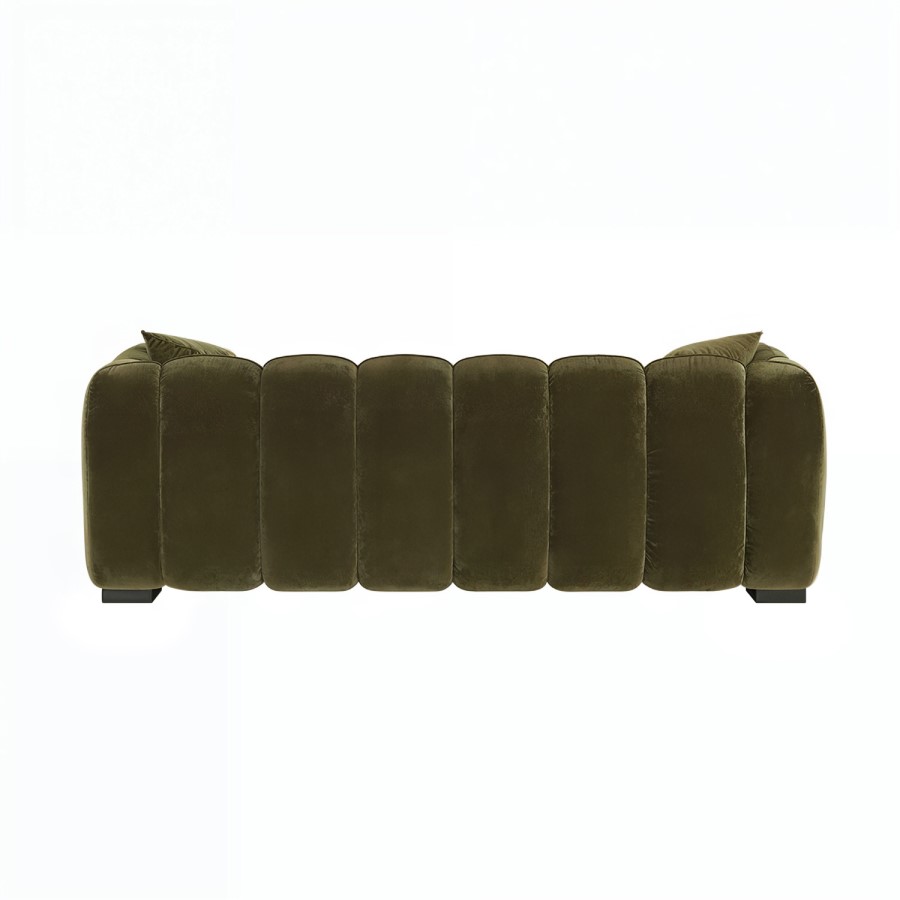 Khaki Green Velvet 3 Seater Sofa - Elod