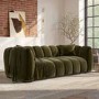 Khaki Green Velvet 3 Seater Sofa - Elod