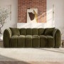 Khaki Green Velvet 3 Seater Sofa - Elod
