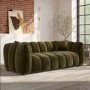 Khaki Green Velvet 3 Seater Sofa - Elod