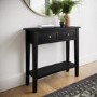 ONLY OPENED - Small Narrow Black Wood Console Table with Drawers - Elms