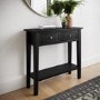 ONLY OPENED - Small Narrow Black Wood Console Table with Drawers - Elms