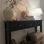 Large Narrow Console Table in Black Wood with Drawers - Elms