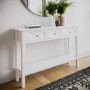ONLY OPENED - Large Narrow White Wood Console Table with Drawers - Elms