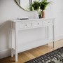 ONLY OPENED - Large Narrow White Wood Console Table with Drawers - Elms