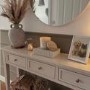 Large Narrow Taupe Wood Console Table with Drawers - Elms