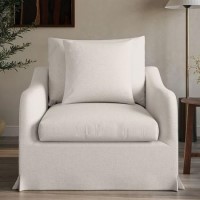Cream Fabric Slipcover Armchair - Eliza