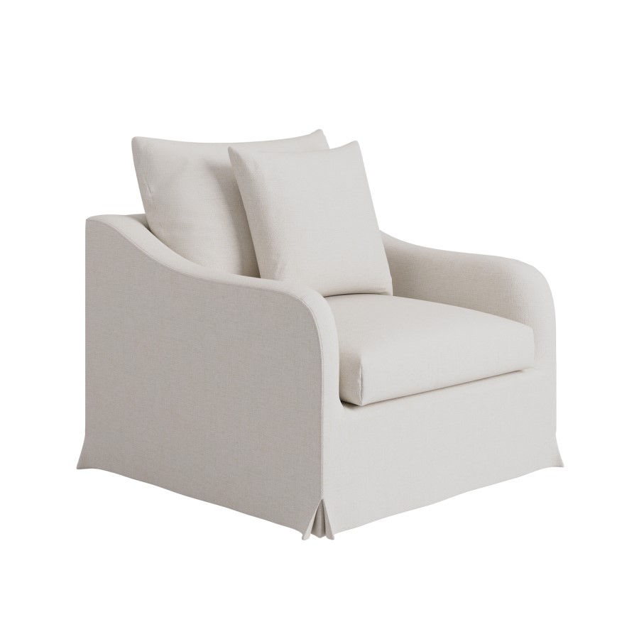 Cream Fabric Slipcover Armchair - Eliza