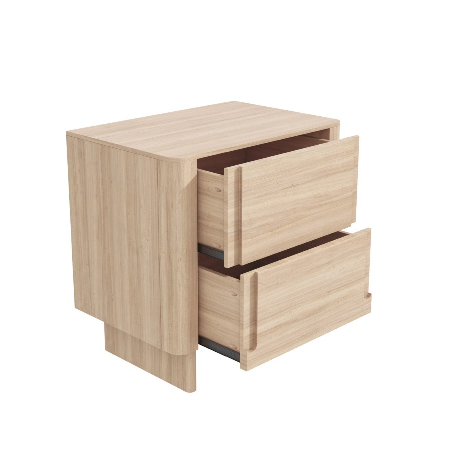 Light Wood Mid Century 2 Drawer Bedside Table - Emile Sustainable Furniture