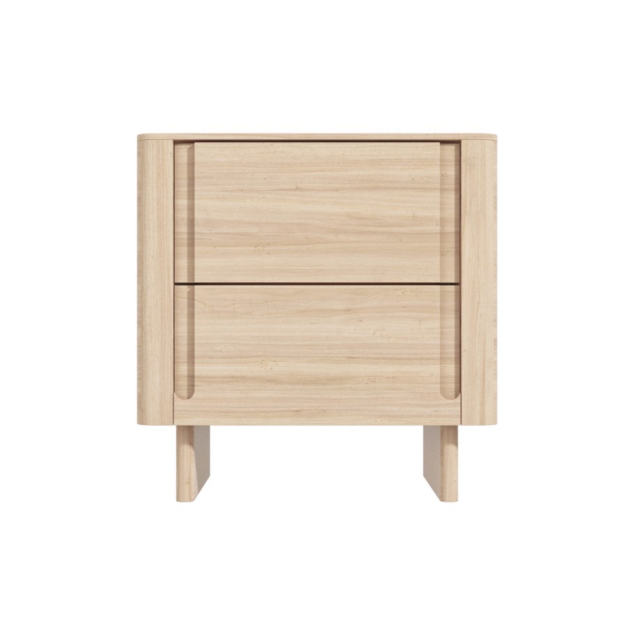 Light Wood Mid Century 2 Drawer Bedside Table - Emile Sustainable Furniture