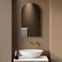 Arched Brass Backlit Heated Bathroom Mirror with Lights 500 x 800mm - Empire