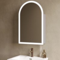 Single Door Chrome Bathroom Mirror Cabinet with Lights Demister & Shaver Socket 500 x 800mm - Empire