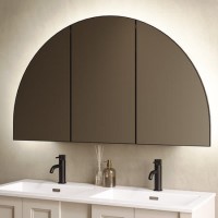 Triple Door Black Bathroom Mirror Cabinet with Lights Demister & Shaver Socket 1200 x 690mm - Empire