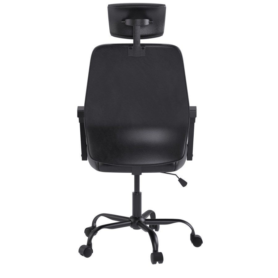 Ergonomic Black Faux Leather High Back Swivel Office Chair - Emmanuel